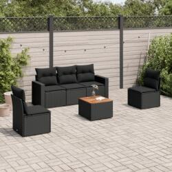 vidaXL 6 részes fekete polyrattan kerti ülőgarnitúra párnákkal (3224060)