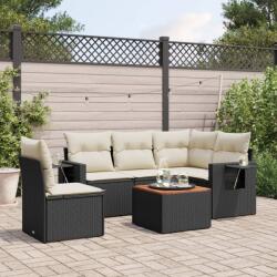 vidaXL 6 részes fekete polyrattan kerti ülőgarnitúra párnákkal (3256896)