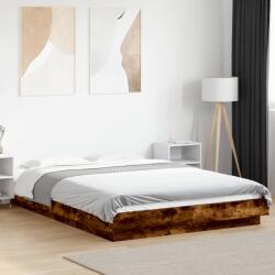 vidaXL füstös tölgyszínű szerelt fa ágykeret LED-del 120 x 190 cm (3281144)