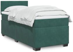 vidaXL sötétzöld bársony rugós ágy matraccal 90x190 cm (3288501)