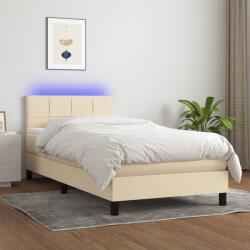 vidaXL krémszínű szövet rugós és LED-es ágy matraccal 90x200 cm (3133130)