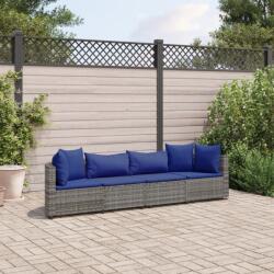 vidaXL 4 részes szürke polyrattan kerti ülőgarnitúra párnákkal (3308463)