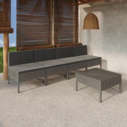 vidaXL 5 részes szürke polyrattan kerti ülőgarnitúra párnákkal (3094326)