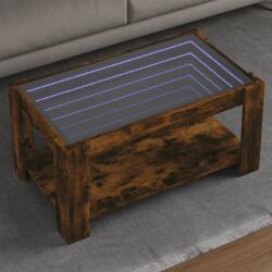 vidaXL füstös tölgy szerelt fa dohányzóasztal LED-del 93 x 53 x 45 cm (847557) - vidaxl