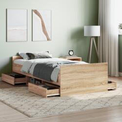 vidaXL sonoma tölgy színű ágykeret fej- és lábtámlával 90 x 200 cm (3203805)
