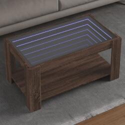 vidaXL barna tölgy szerelt fa dohányzóasztal LED-del 93 x 53 x 45 cm (847559) - vidaxl
