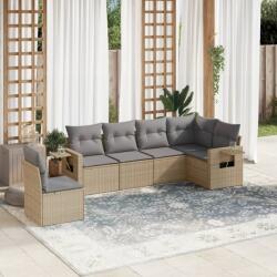 vidaXL 6 részes bézs polyrattan kerti ülőgarnitúra párnával (3252566)
