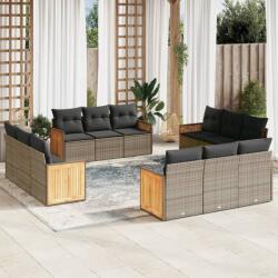 vidaXL 12 részes szürke polyrattan kerti ülőgarnitúra párnákkal (3259918)