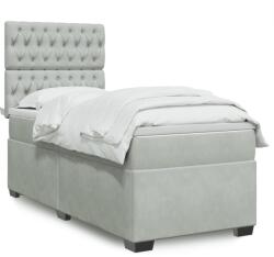 vidaXL világosszürke bársony rugós ágy matraccal 90 x 200 cm (3293116)