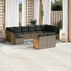 vidaXL 12 részes szürke polyrattan kerti ülőgarnitúra párnákkal (3260527)