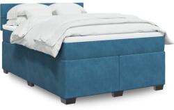 vidaXL kék bársony rugós ágy matraccal 140 x 190 cm (3288610)