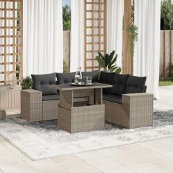 vidaXL 6 részes világosszürke polyrattan kerti ülőgarnitúra párnákkal (3269162)