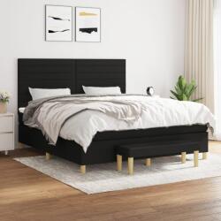 vidaXL fekete szövet rugós ágy matraccal 180 x 200 cm (3137255)