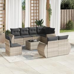 vidaXL 9 részes világosszürke polyrattan kerti ülőgarnitúra párnával (3253989)