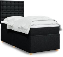 vidaXL fekete szövet rugós ágy matraccal 80 x 200 cm (3291123)
