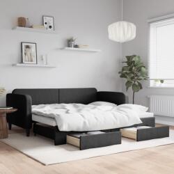 vidaXL fekete kihúzható szövet heverő fiókokkal 90 x 200 cm (3196854)