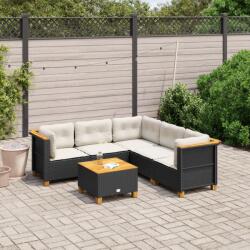 vidaXL 6 részes fekete polyrattan kerti ülőgarnitúra párnákkal (3261827)