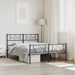vidaXL fekete fém ágykeret fej- és lábtámlával 135 x 190 cm (355284)