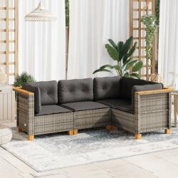 vidaXL 4 részes szürke polyrattan kerti ülőgarnitúra párnákkal (3261798)
