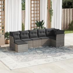 vidaXL 7 részes szürke polyrattan kerti ülőgarnitúra párnákkal (3217970)