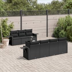 vidaXL 8 részes fekete polyrattan kerti ülőgarnitúra párnákkal (3252262)
