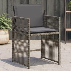 vidaXL 4 db szürke polyrattan kerti szék párnával (365036)