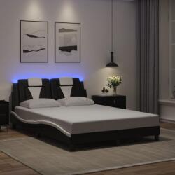 vidaXL fekete és fehér műbőr ágykeret LED-világítással 140 x 200 cm (3214027)
