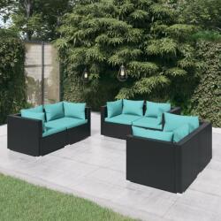 vidaXL 6 részes fekete polyrattan kerti ülőgarnitúra párnákkal (3102297)