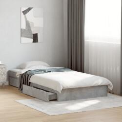 vidaXL betonszürke szerelt fa ágykeret fiókokkal 90 x 190 cm (3280709)