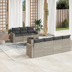 vidaXL 8 részes világosszürke polyrattan kerti ülőgarnitúra párnával (3218722)