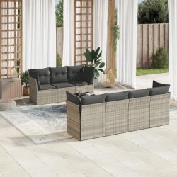 vidaXL 8 részes világosszürke polyrattan kerti ülőgarnitúra párnával (3249121)