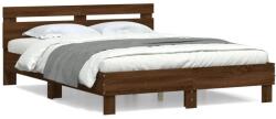 vidaXL barna tölgy színű szerelt fa ágykeret fejtámlával 140x190 cm (3207440)