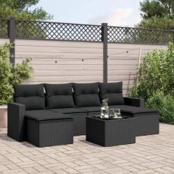 vidaXL 7 részes fekete polyrattan kerti ülőgarnitúra párnával (3219315)