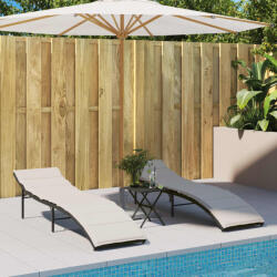 vidaXL 2 db fekete polyrattan napozóágy párnával (3277301)