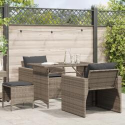 vidaXL 4 részes szürke polyrattan kerti ülőgarnitúra párnákkal (366361)