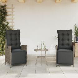 vidaXL 2 db szürke polyrattan dönthető kerti szék lábtartóval (365291)