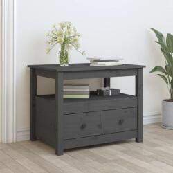 vidaXL szürke tömör fenyőfa dohányzóasztal 71 x 49 x 55 cm (820938)