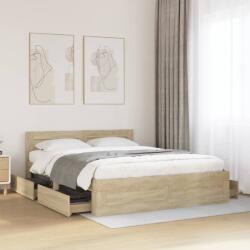 vidaXL sonoma tölgy színű szerelt fa ágykeret fejtámlával 150 x 200 cm (3295557)