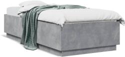 vidaXL betonszürke szerelt fa ágykeret LED-del 100 x 200 cm (3209628)