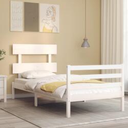 vidaXL fehér tömör fa ágykeret fejtámlával 100 x 200 cm (3195082)