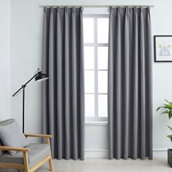vidaXL 2 db szürke sötétítőfüggöny kampókkal 140 x 225 cm (134431)
