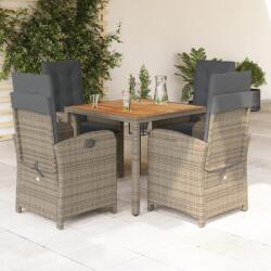 vidaXL 5 részes szürke polyrattan kerti étkezőgarnitúra párnával (3212241)