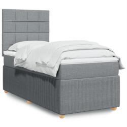 vidaXL világosszürke szövet rugós ágy matraccal 90 x 200 cm (3291939)