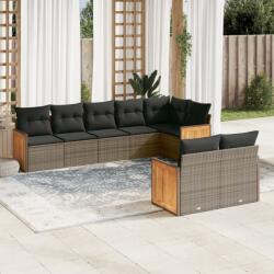 vidaXL 8 részes szürke polyrattan kerti ülőgarnitúra párnákkal (3260233)