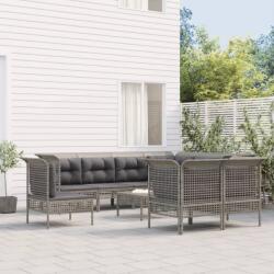 vidaXL 9 részes szürke polyrattan kerti ülőgarnitúra párnákkal (3187582)