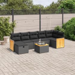 vidaXL 8 részes fekete polyrattan kerti ülőgarnitúra párnákkal (3265752)