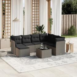 vidaXL 8 részes világosszürke polyrattan kerti ülőgarnitúra párnával (3263228)