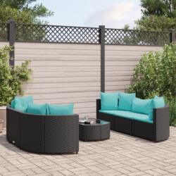 vidaXL 7 részes fekete polyrattan kerti ülőgarnitúra párnával (3308436)