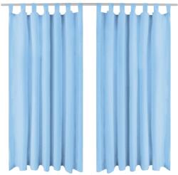 vidaXL 2 db türkizkék mikroszatén függöny karikákkal 140 x 225 cm (132220) - vidaxl