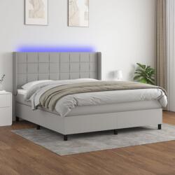 vidaXL világosszürke szövet rugós és LED-es ágy matraccal 160x200 cm (3138333)